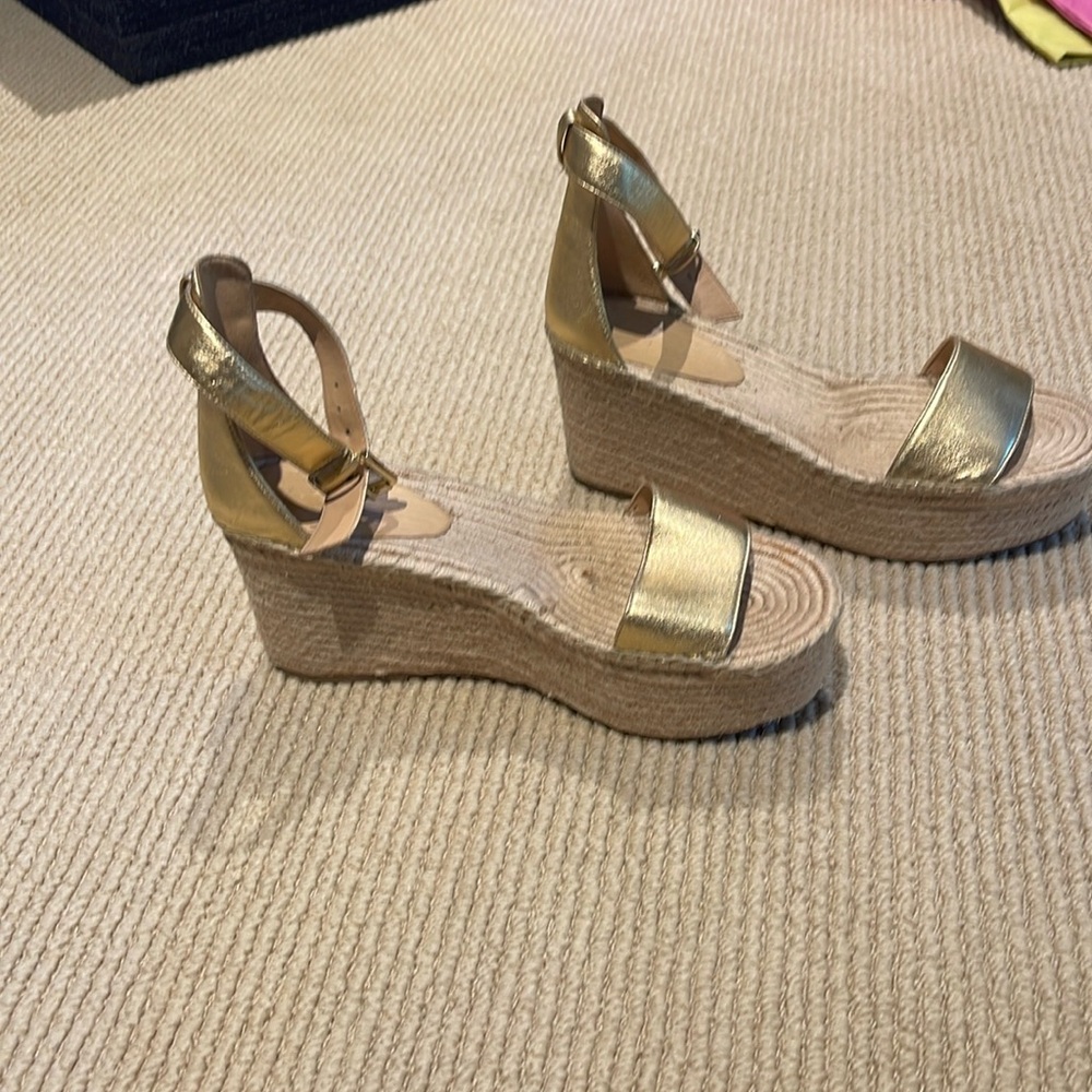 J Crew gold espadrille platform sandal size 10